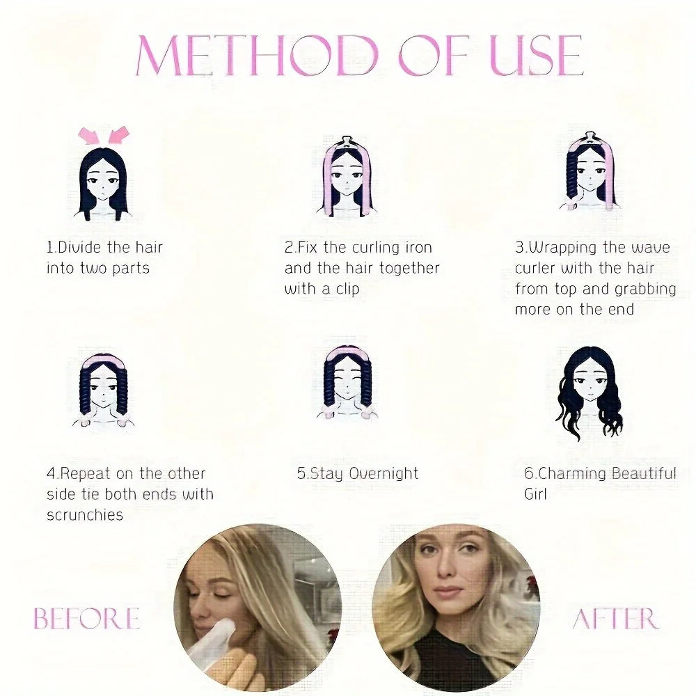 Heat Free Hair Curler Satin Silk Cap Set - Smarsty