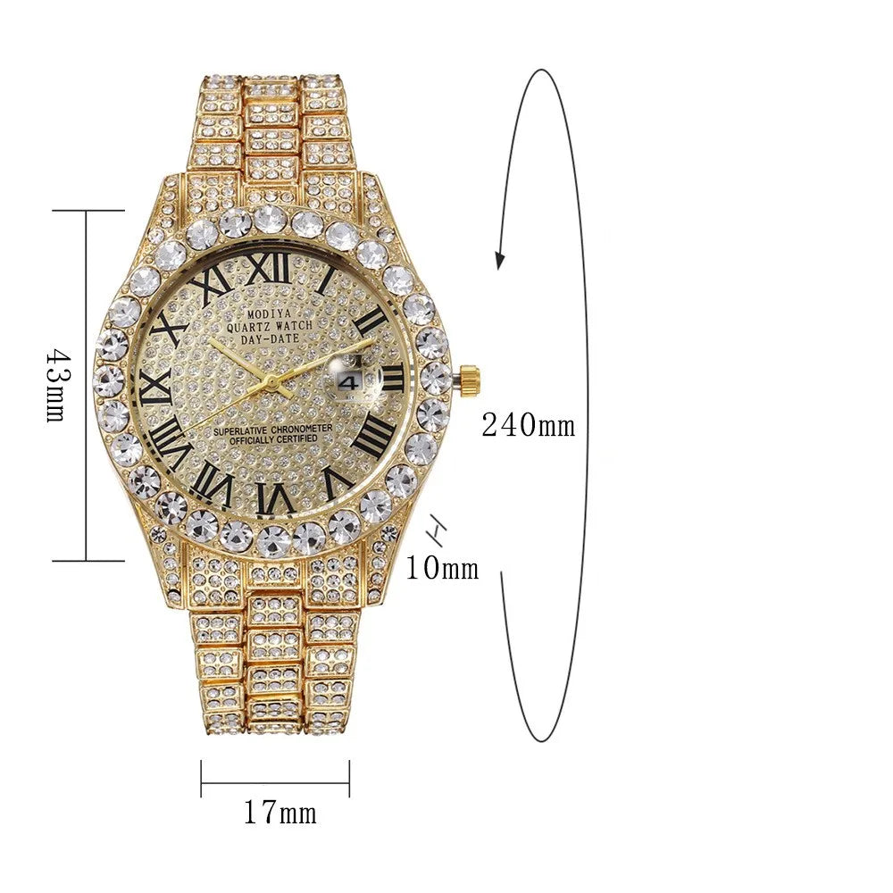 Luxury Men's Quartz Watch with Rhinestone Detail - Smarsty