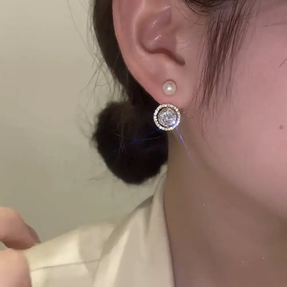 Pearl Long Earrings With Rhinestones For Wedding Fashion - Smarsty