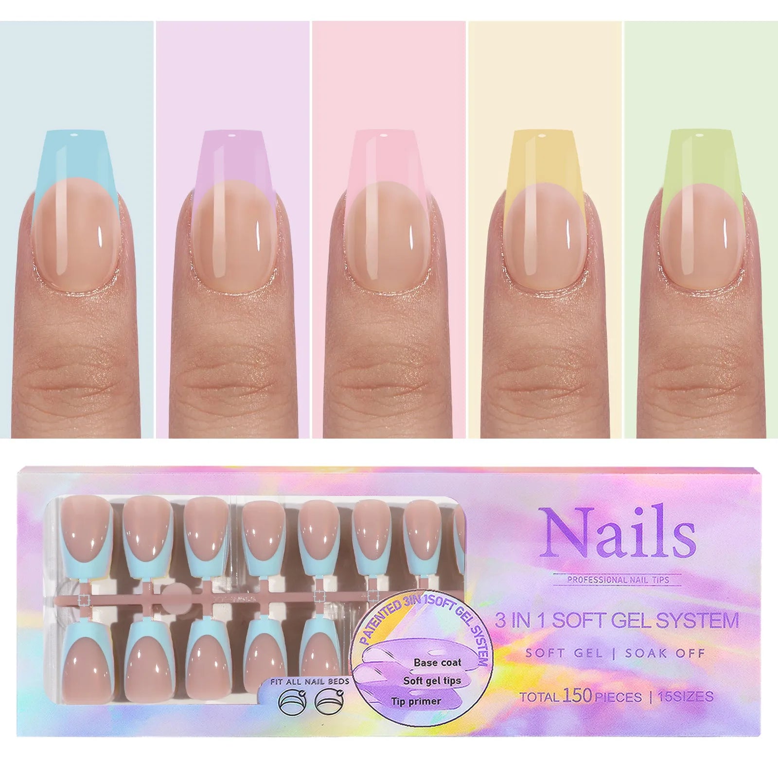 150pcs Almond Press On Acrylic Nails Set - Smarsty