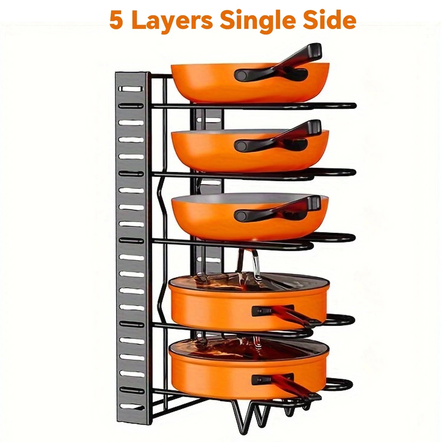 Space-Saving 8-Tier Pot Rack Organizer - Durable Metal Holder for Pans, Pots, and Lids to Keep Your Kitchen Neat and Tidy by Smarsty