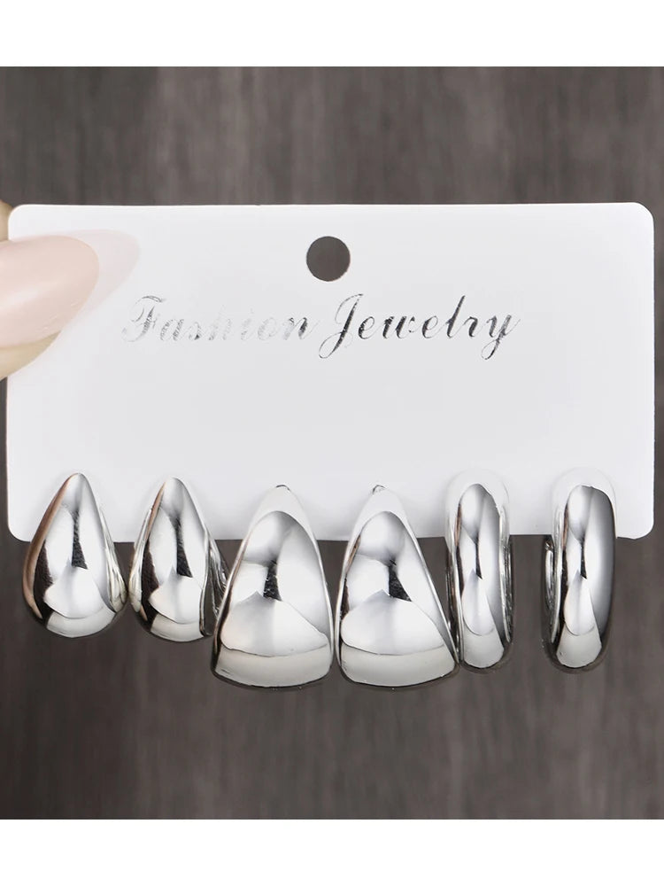 Classic Gold Drop Earrings 12pcs Set for Workplace Style - Smarsty