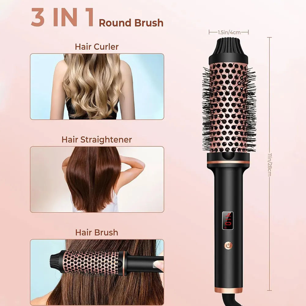 1.5 Inch Ceramic Heated Hair Curling Brush - Smarsty