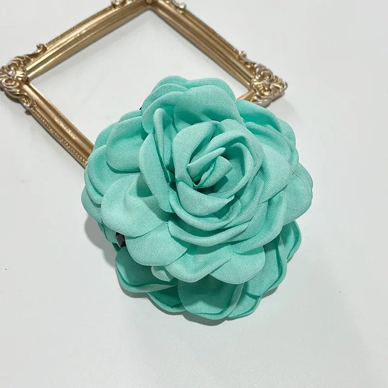 French Fabric Rose Hair Claw Clip Elegant Gift For Women - Smarsty
