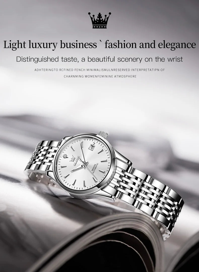 OLEVS Ladies Automatic Wristwatch Waterproof Stainless Steel - Smarsty