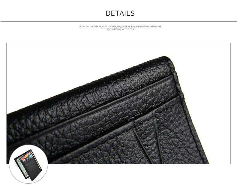 YUECIMIE Super Slim Soft Wallet Genuine Leather Mini Credit Card Holder Wallets Purse Thin Small Card Holders Men Wallet