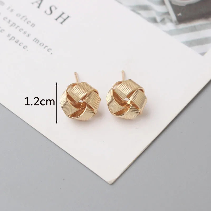 Tiny Gold Twist Round Stud Earrings Small Unusual Design - Smarsty