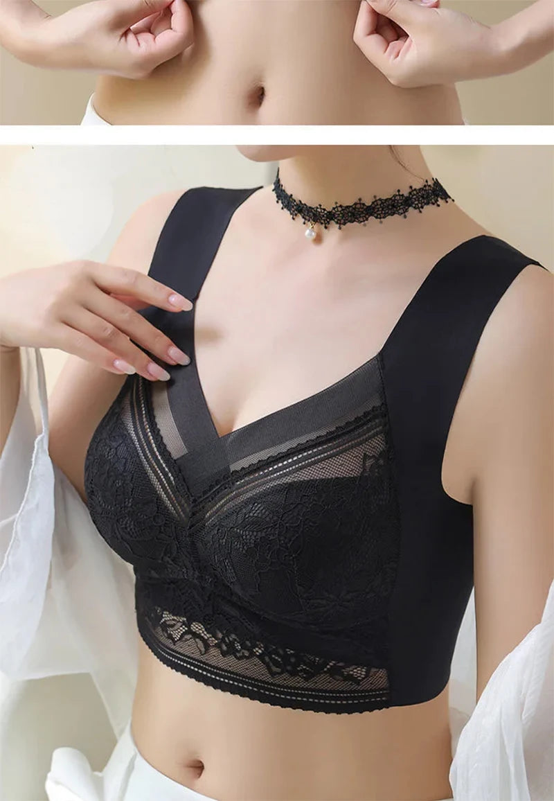 L-6L Women Large Bra Push Up Ice Silk Seamless upper Bralette Lace Wireless Summer Bras Plus Size Top Lingerie Underwear 15019 - Smarsty