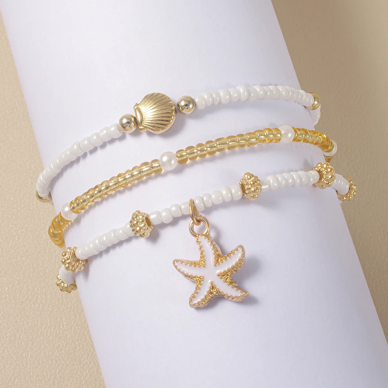 Handmade Starfish Shell Beaded Bracelet for Summer - Smarsty