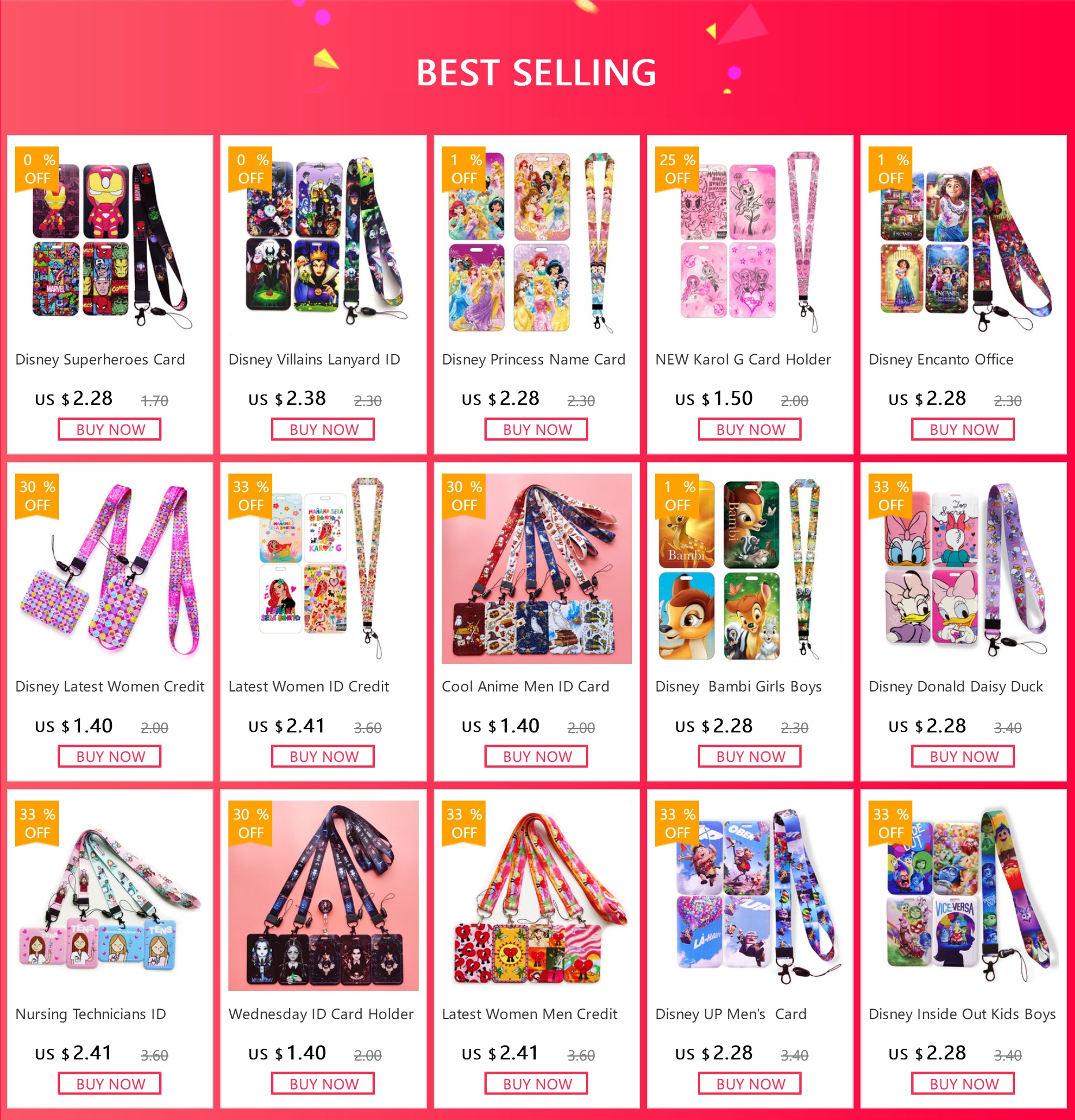 Disney Minnie Card Holders Lanyards Girls Door Card Case Hanging Rope Badge Holder Neck Strap Business Card Small Gift