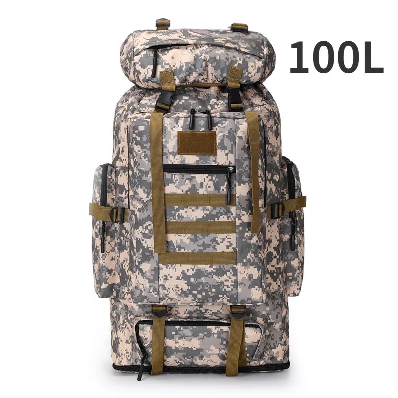 80L/100L Mountaineering Bag Climb Bag Tactical Backpacks Large Backpack Outdoors Hiking Camping Travel Bags - Smarsty