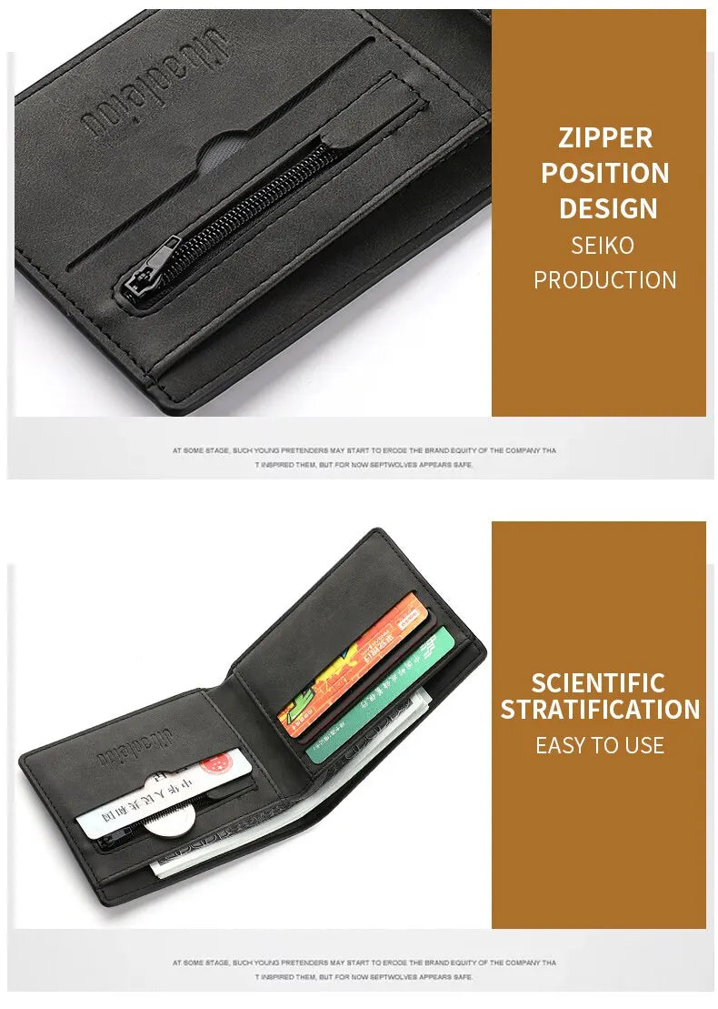 2025 New Wallet Men Short Dollar Clip Zipper Simple Soft Leather Lightweight - Smarsty