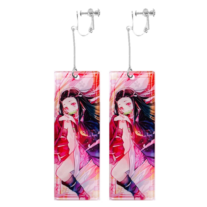 Acrylic Tanjiro Earrings for Women Anime Cosplay Jewelry - Smarsty