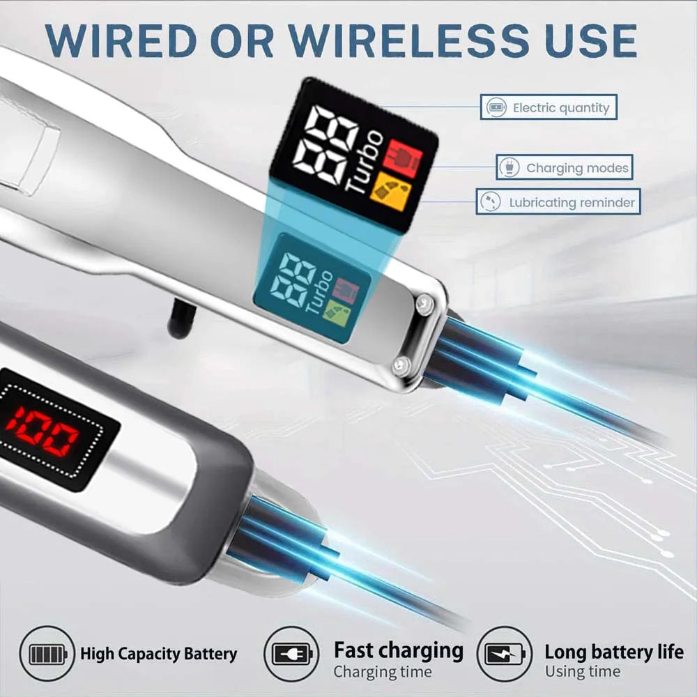 Cordless Electric Hair Clippers for Men,Professional Barber Clippers and Trimmers Set for Hair Cutting Kit with LED Display