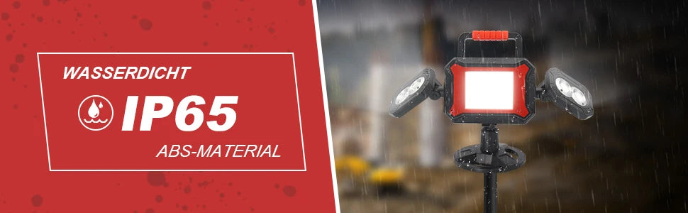 Rechargeable Work Light 25W 2700LM COB LED Magnetic Work Light with Battery Portable Waterproof Cordless Job Site Lighting