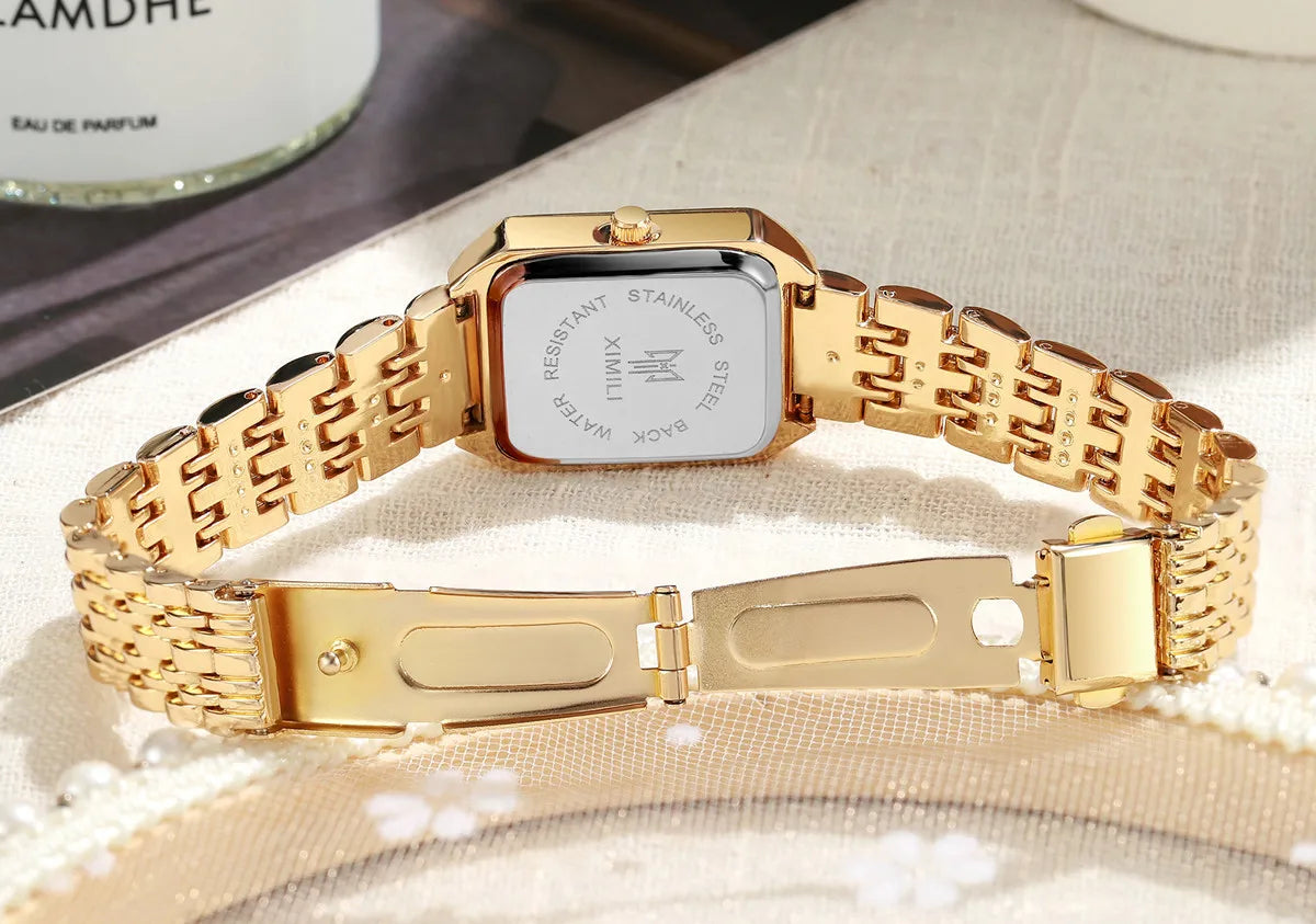 Luxury Gold Plated Women's Quartz Watch with Simple Design - Smarsty