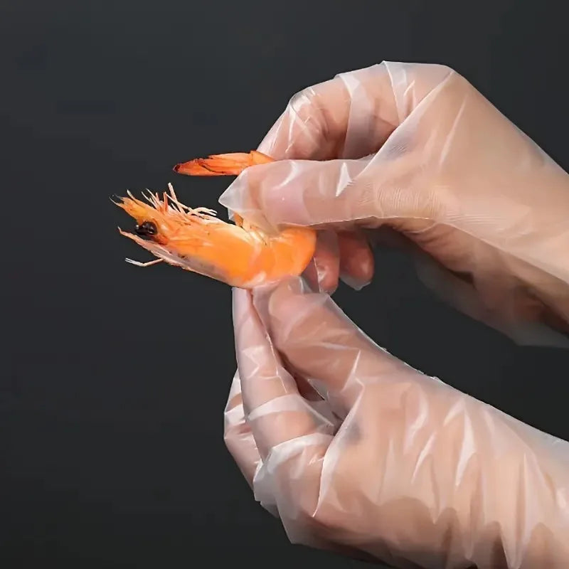 100PCS Disposable TPE Gloves Kitchen Bathroom Restaurant Camping Travel Waterproof Oil-Proof Household Cleaning Tools - Smarsty