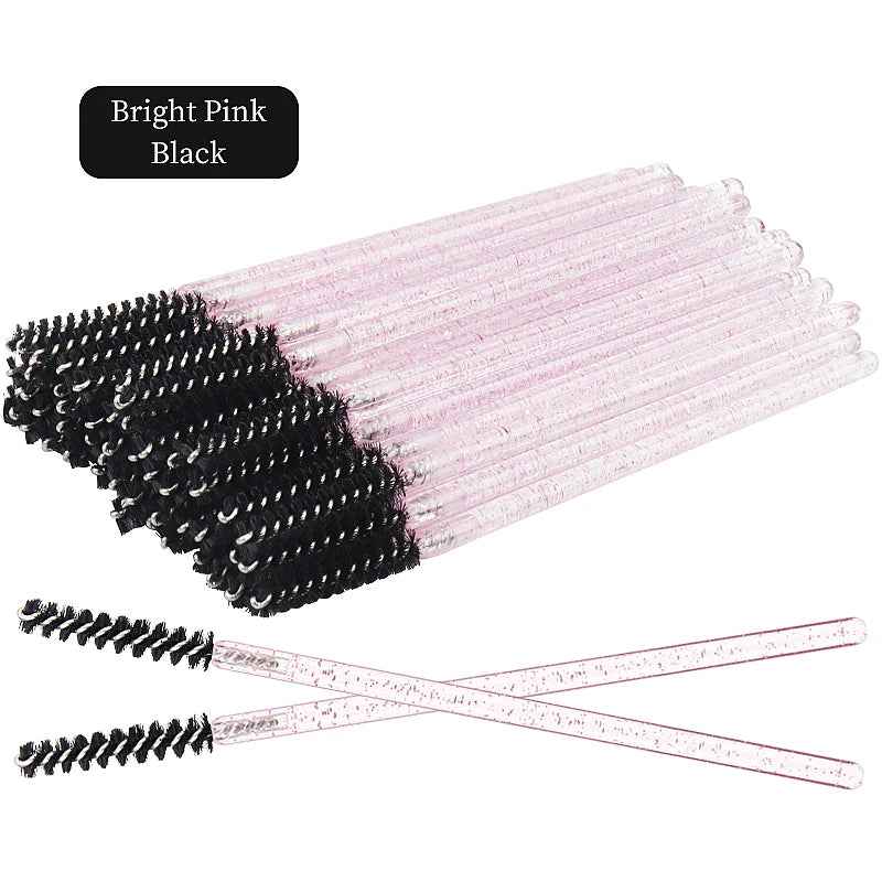 50 Pcs Disposable Eyelash Brushes with Diamond Handles - Smarsty