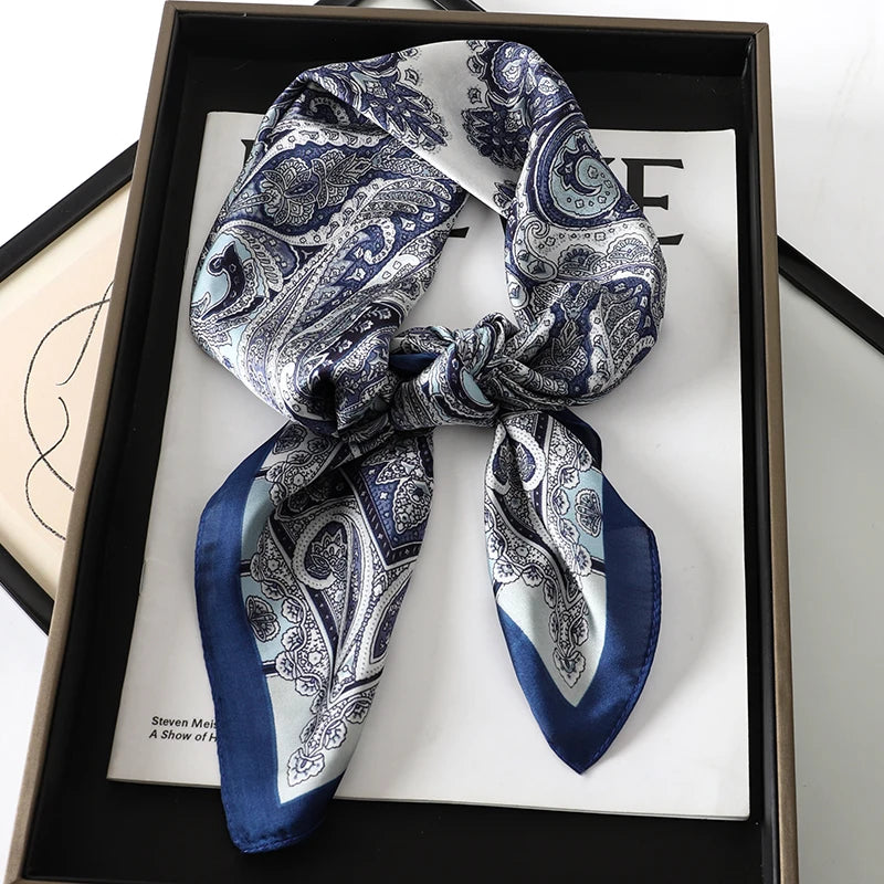 Bohemian Silk Square Scarf for Women Luxury Floral Print - Smarsty
