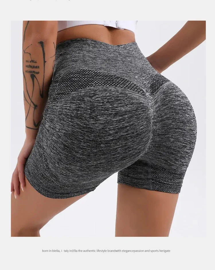 CZGUKE Women High Waist Workout Shorts Butt Lifting Tummy Control Ruched Booty Smile Yoga Short Pant - Smarsty