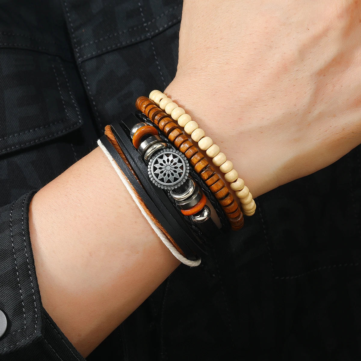 Men’s Leather Braided Bracelets Vintage Ethnic Wristband - Smarsty