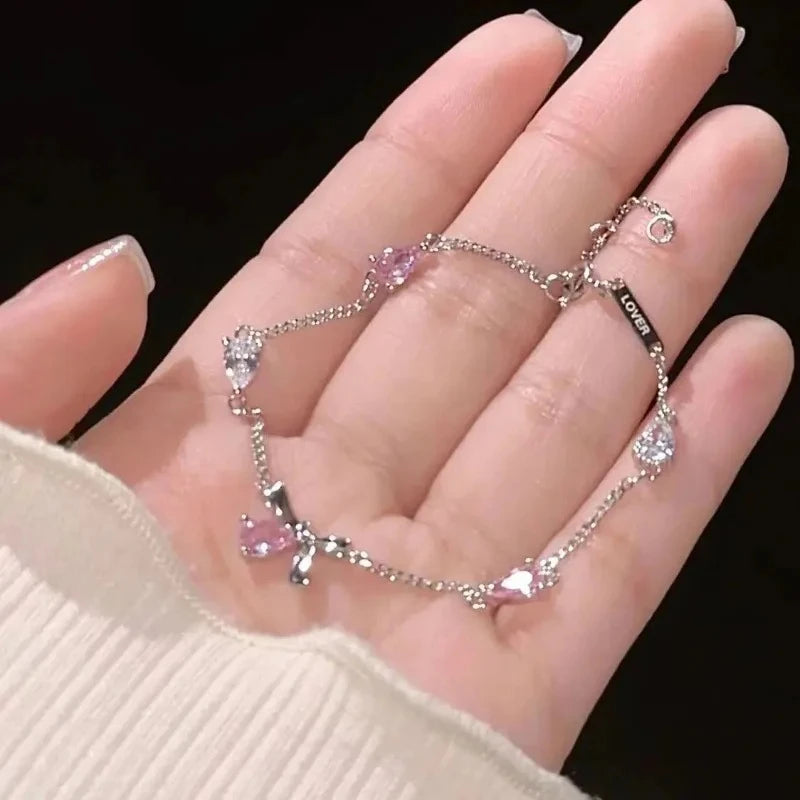 Women's Cherry Blossom Hand Jewelry with Pink Zircon - Smarsty