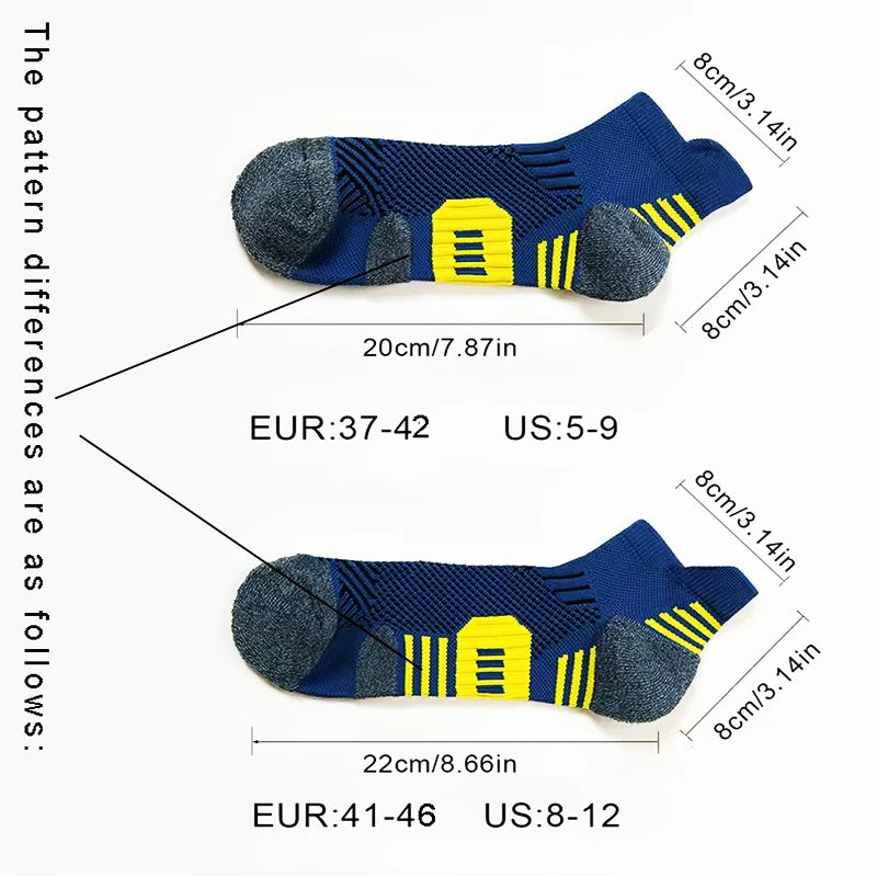 3Pair Professional Fitness Sports Socks Towel Bottom Non-Slip Running Socks Men Women Short Quick-Drying Basketball Training Sox - Smarsty