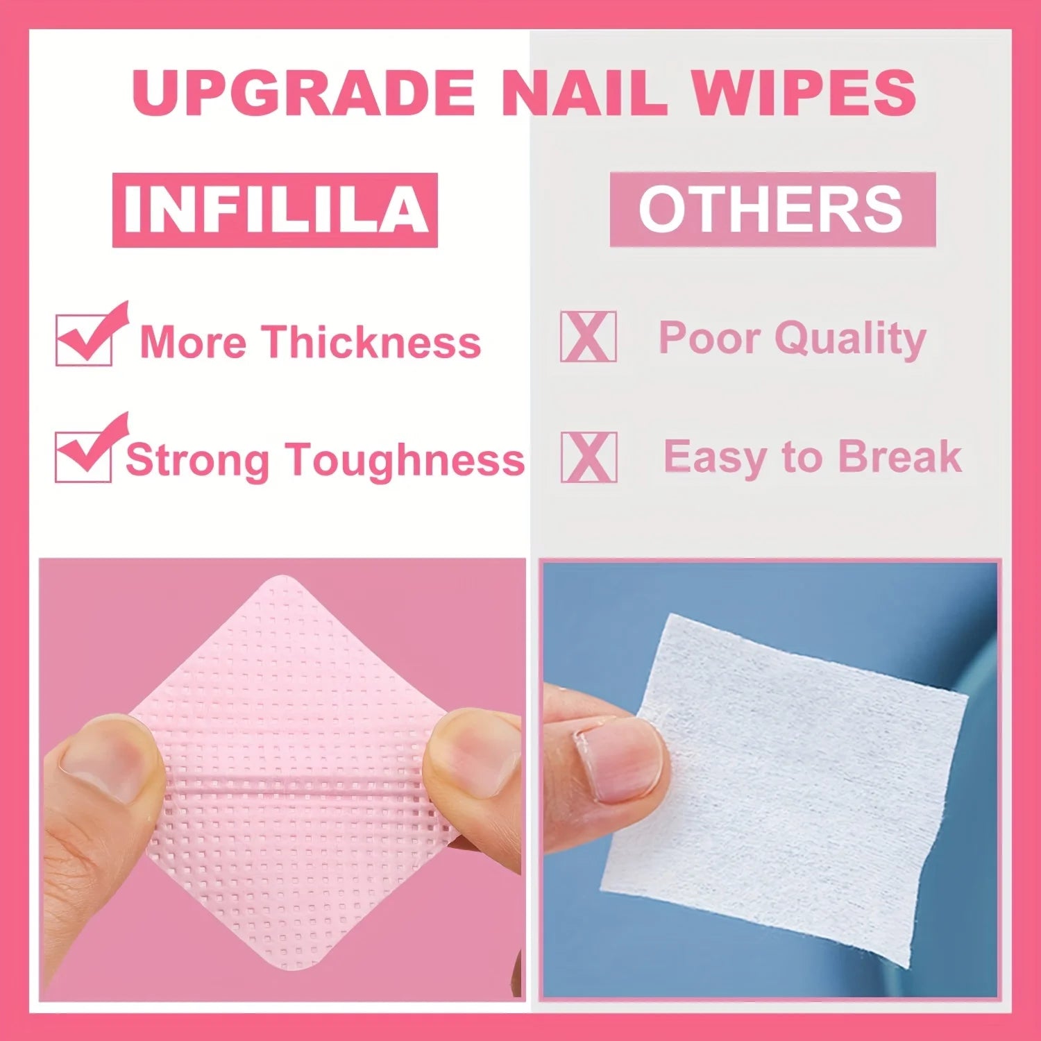 20/600pcs Lint-Free Nail Wipes Gel Cleansing Tissues Aluminum-Free Nail Polish Remover Pads for NaiArt Beauty Cleaning Care Tool - Smarsty