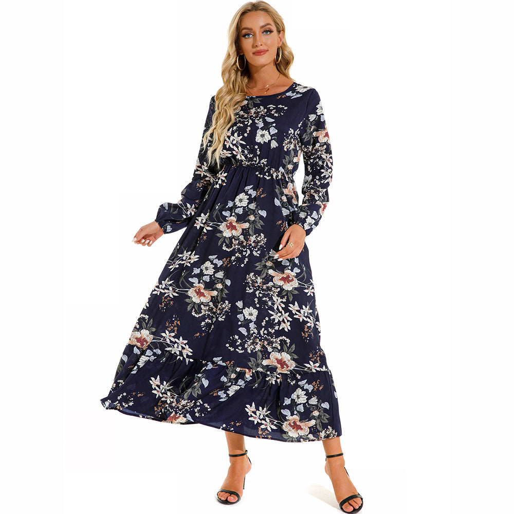 2023 Sping Summer Bohemian Women Maxi Dress Casual Long Sleeve High Waist Beach Woman Chiffon Dresses Floral Vestidoes Mujer New - Smarsty