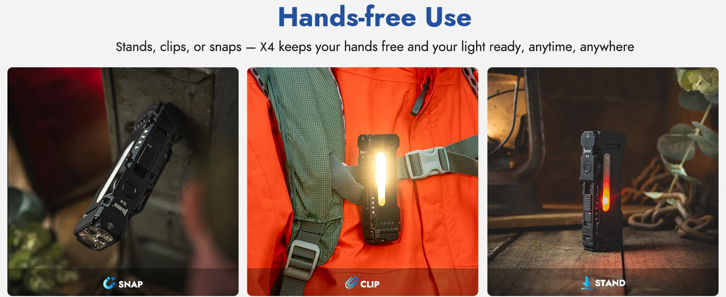 WUBEN X4 EDC Flat Flashlight with RGB Light, 1500 Lumens Mini Flashlight with Tactical Switch and Magnetic, IP68 Portable Pocket