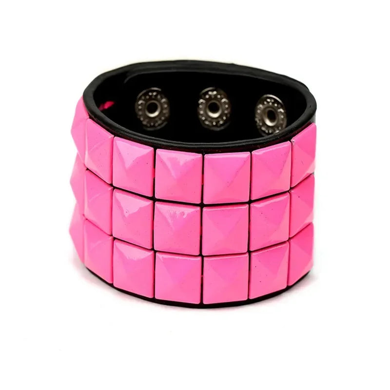 Unisex PU Leather Punk Bracelet with Spikes and Skull - Smarsty