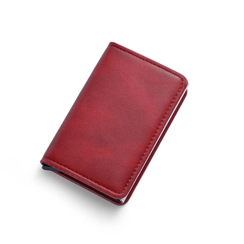 RFID Anti Blocking Anti-theft Automatic Pop-up Card Holder, Men's Black ID Credit Card Holder Case Wallet, Carbon Fiber Purse