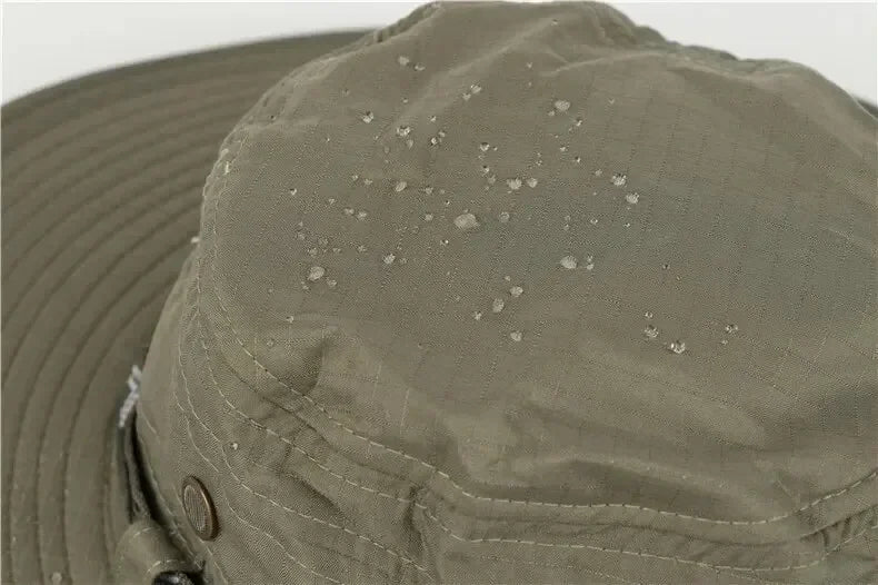 Summer Men Bucket Hat Outdoor UV Protection Wide Brim Panama Safari Hunting Hiking Hat Mesh Fisherman Hat Beach Sunscreen Cap - Smarsty