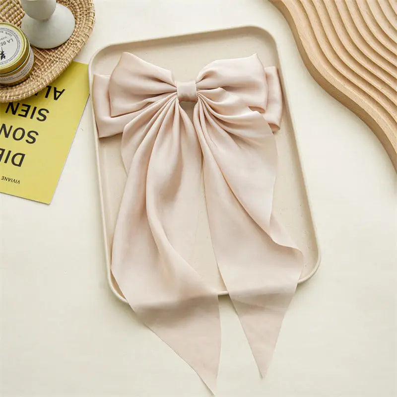 Trendy Solid Color Satin Ribbon Hair Bows for Women - Smarsty