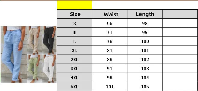 Summer Cotton Linen Pants For Women High Waist Elastic Sweatpant 2025 Loose Pencil Pant Casual Streetwear Solid Pocket Trousers - Smarsty