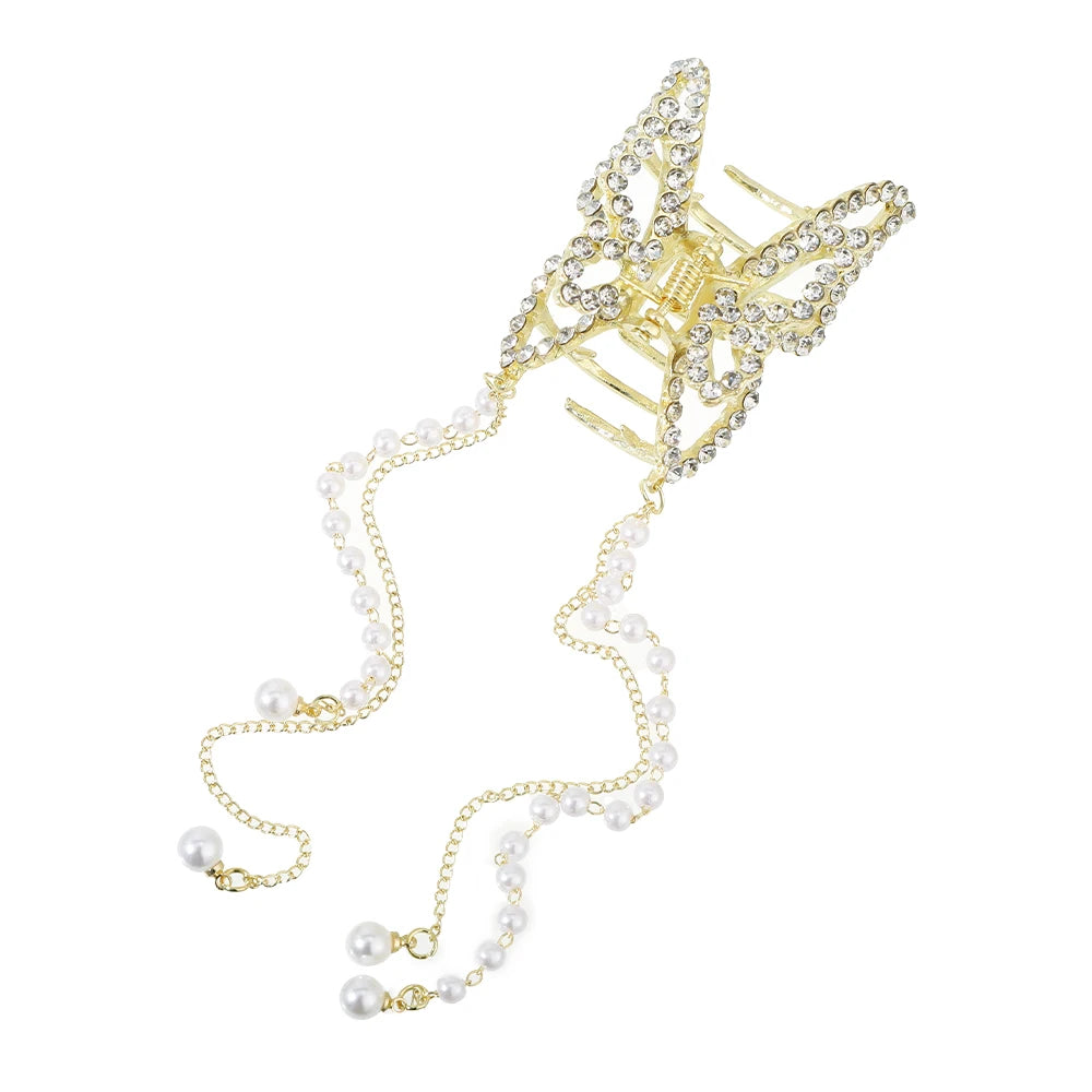 Korean Pearl Butterfly Hair Claw Clip For Women Stylish - Smarsty