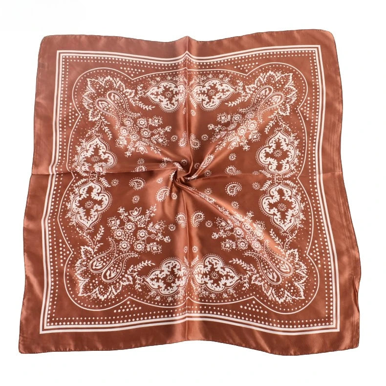 Women Paisley Satin Scarf Lightweight Sun Protection Shawl - Smarsty