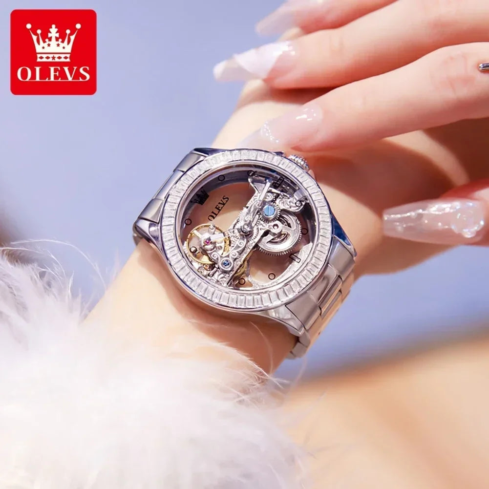 OLEVS Luxury Women's Automatic Mechanical Watch with Diamonds - Smarsty