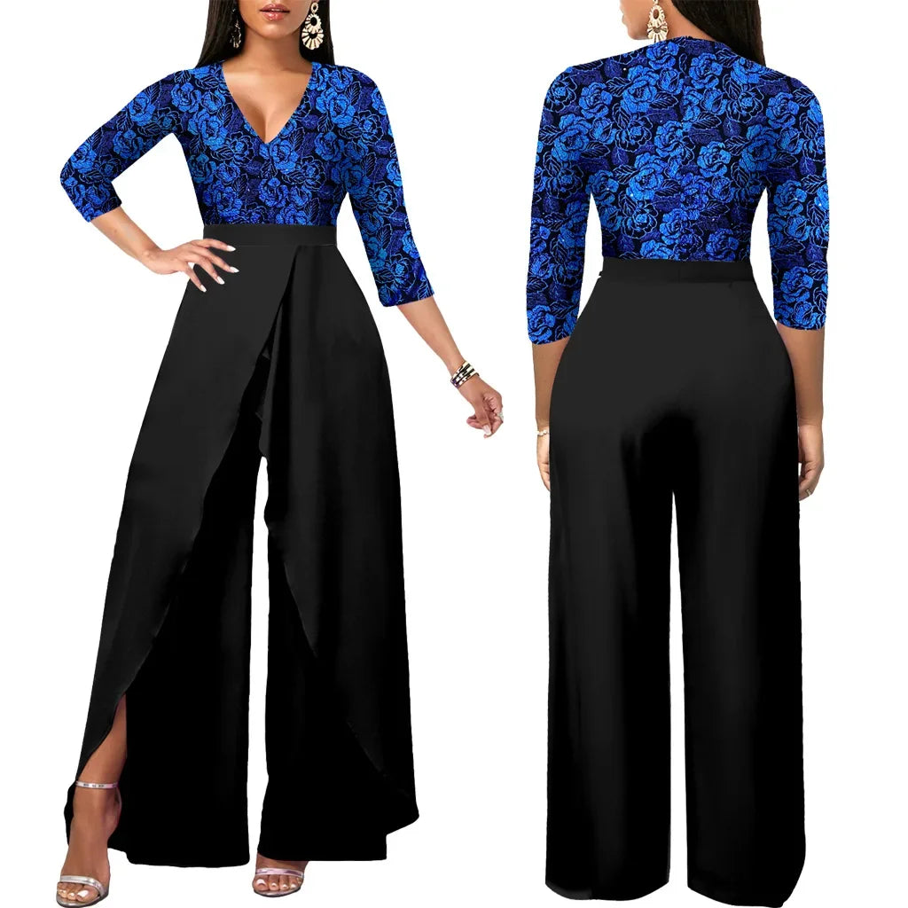 Women Dress Elegant Flower Party Dress Off the Shoulder Short Sleeve Slit Maxi Long Dresses for Woman
