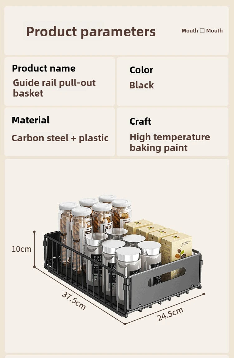 Non Perforated Folding Cabinet with Pull-out Basket Multifunctional Snack Storage Rack Household Kitchen Sink Storage Rack by Smarsty
