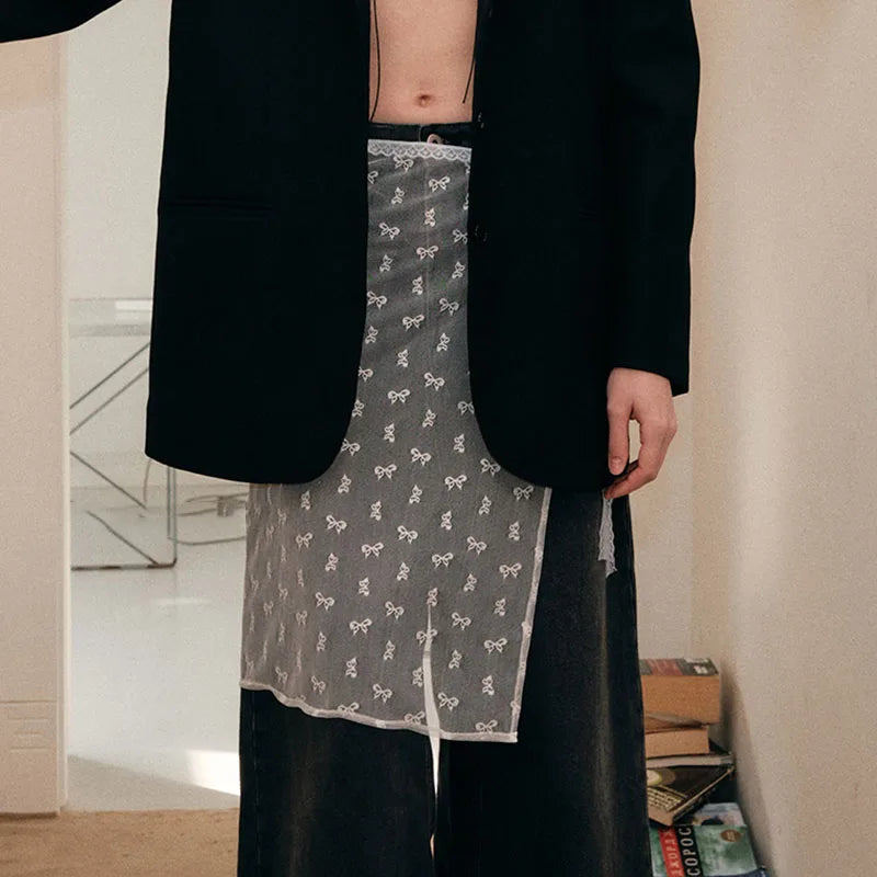 Korean Fashion Lace Skirt With Irregular Hemline - Smarsty