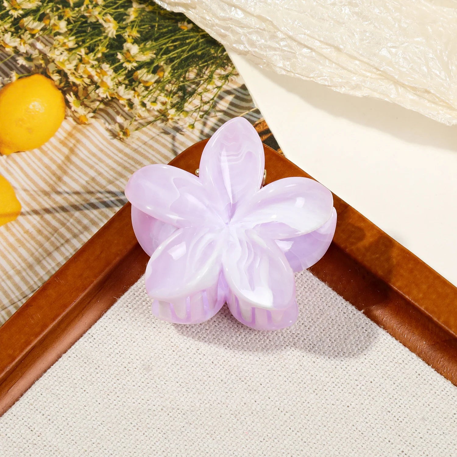 Hawaiian Gradient Marble Flower Hair Clips Small Lightweight - Smarsty