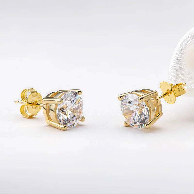 Moissanite Studs 0.5 To 2Ct Sterling Silver Screw Back - Smarsty