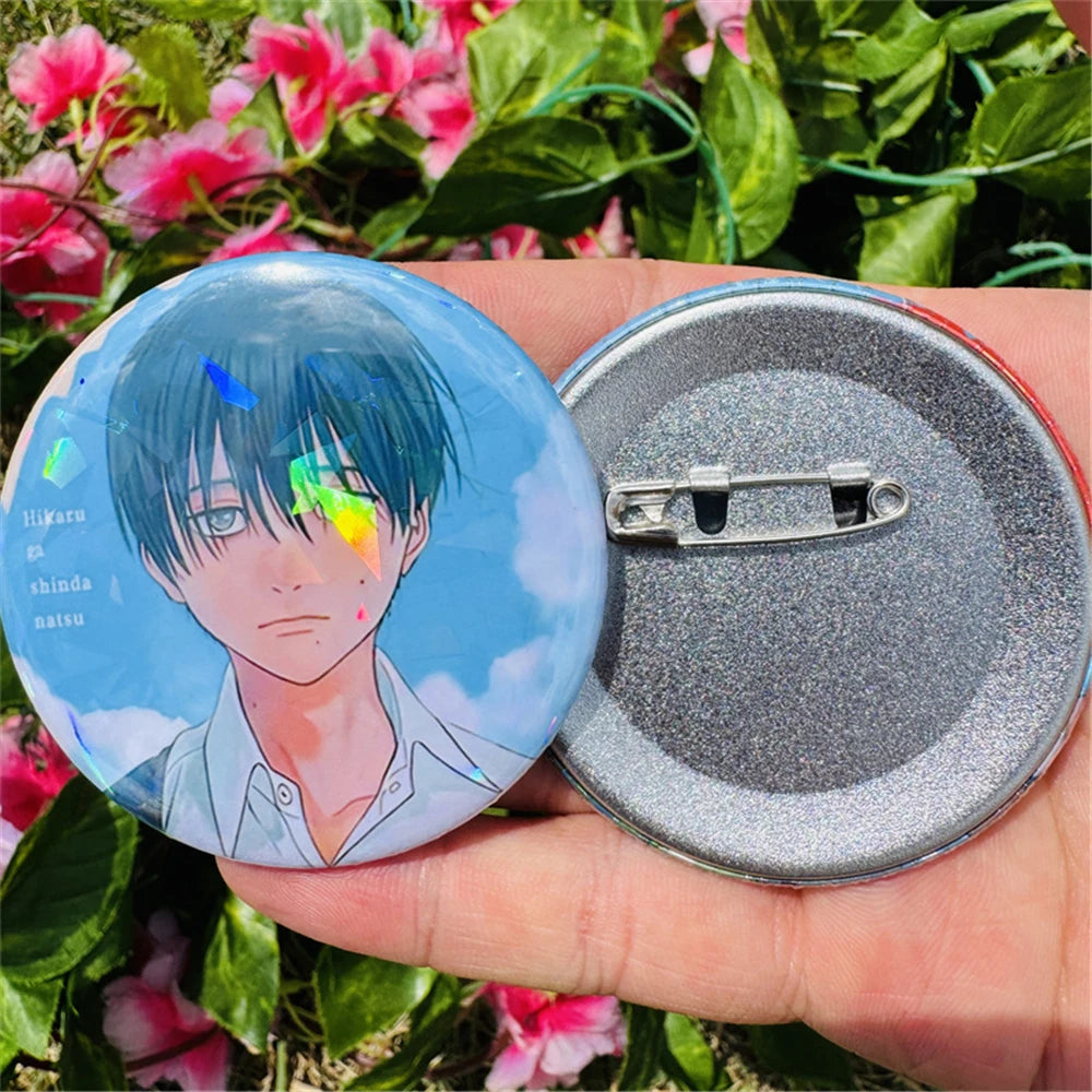 58mm Anime The Summer Hikaru Died Tsujinaka Yoshinori Cosplay COSTUME Badge Pin SPTE Tinplate Brooch Prop Xmas Gift - Smarsty