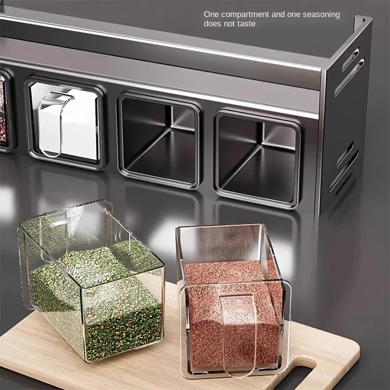 Stainless Steel Kitchen Spice Rack Wall-Mounted Multi-Functional Spice Rack Box Jar Kitchen Storage Home Organizador De Cocina