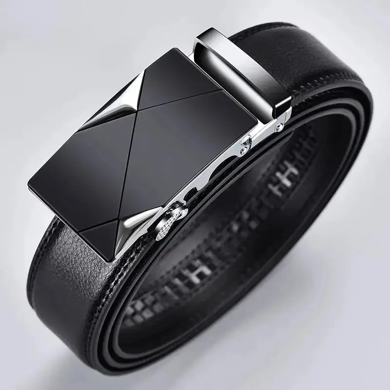 Men's Genuine PU Leather Belt with Metal Buckle - Smarsty