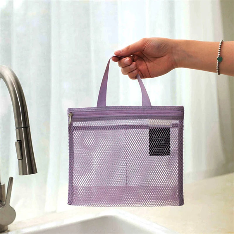 Mesh Makeup Toiletry Storage Bags Handbags Portable Travel Washing Body Shower Tools Organizer Hanging Cosmetic Organizer Pouch - Smarsty