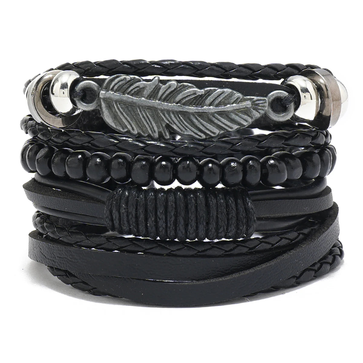 Men’s Leather Braided Bracelets Vintage Ethnic Wristband - Smarsty