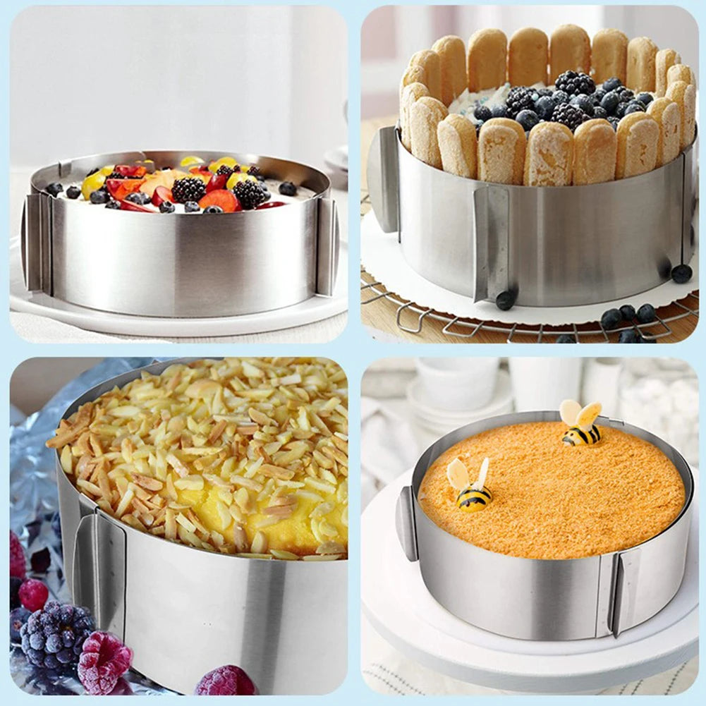 Rustproof Adjustable Stainless Steel Cake Mousse Ring - Smarsty