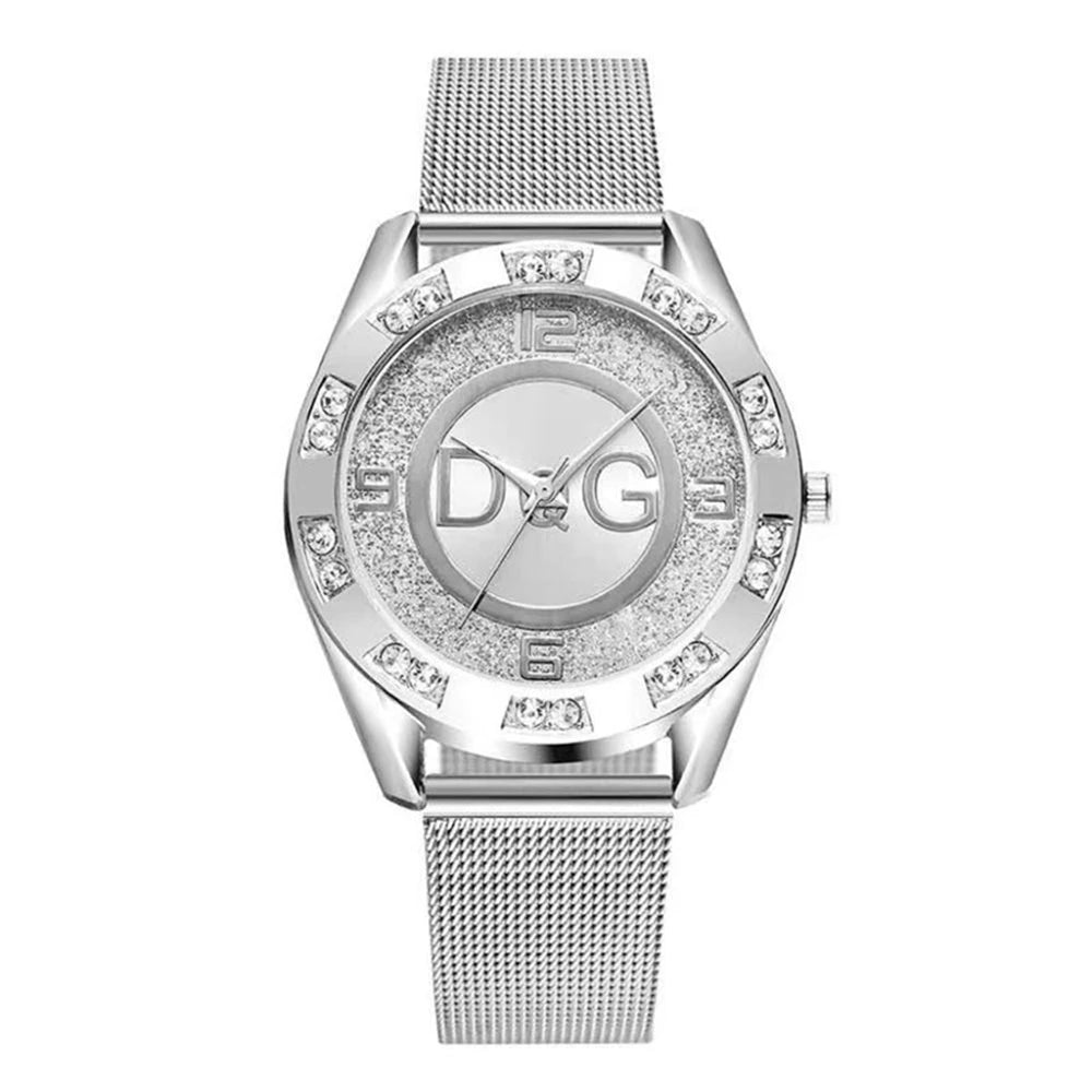 Luxury Women's Diamond Quartz Watch with Gold Mesh Strap - Smarsty